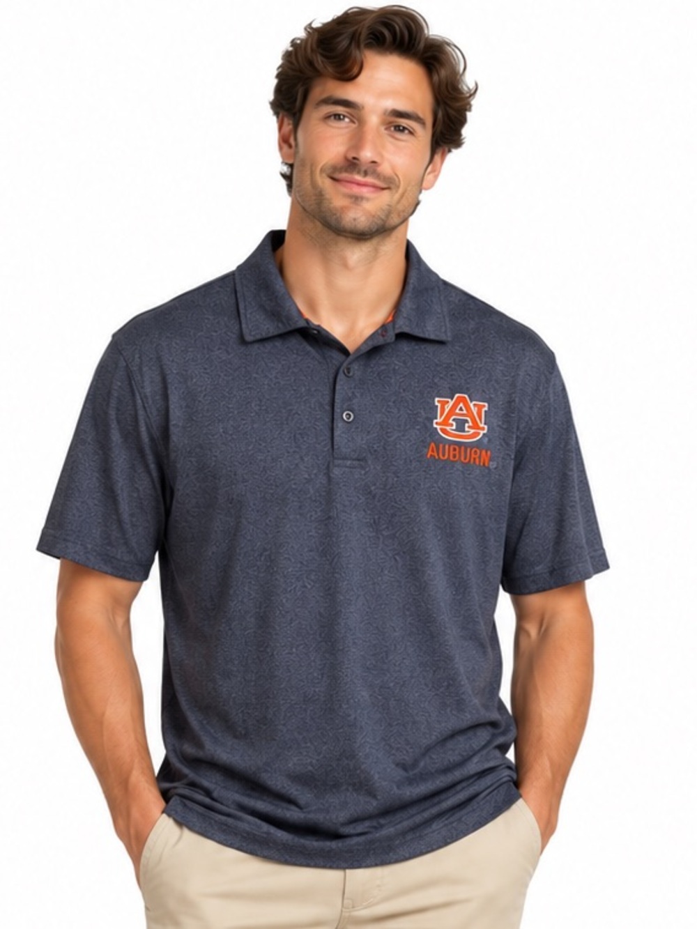 Campus Heritage Auburn Tigers Heathered Navy Logo Polo Men’s XL